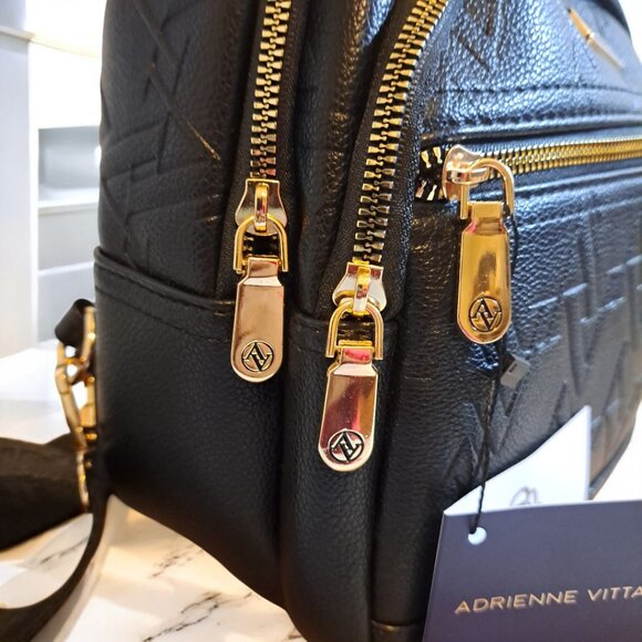 Adrienne Vittadini AV Borsetta Collection Sling Bag Handbag Black Gold NWT - Picture 5 of 15